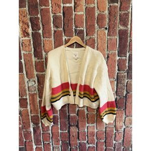 Billabong Womens Ivory Ribbed Open Front Cardigan Sweatshirt Size Medium